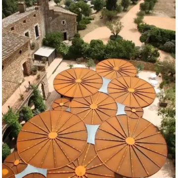 The use of weathering steel in the courtyard?