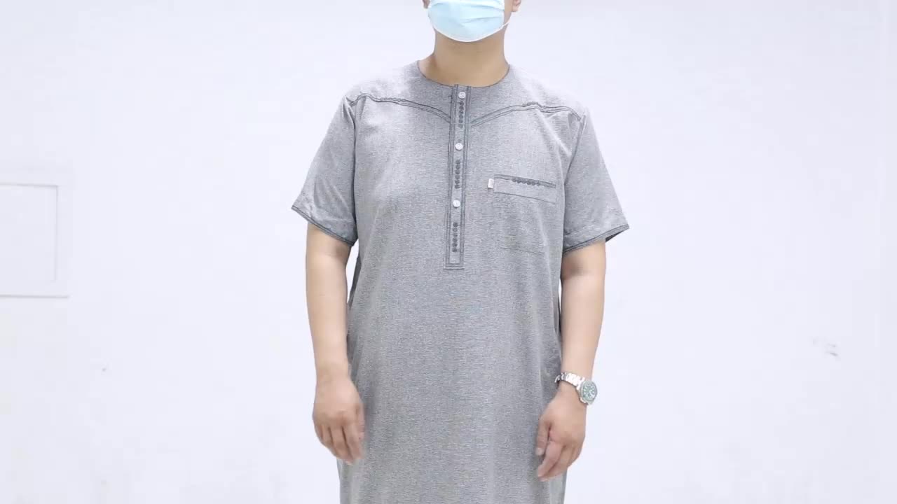 Abbigliamento islamico uomini a maniche lunghe Thobe Jubba Arabo abiti da uomo Musulmani Adoratura Adoratura vetta