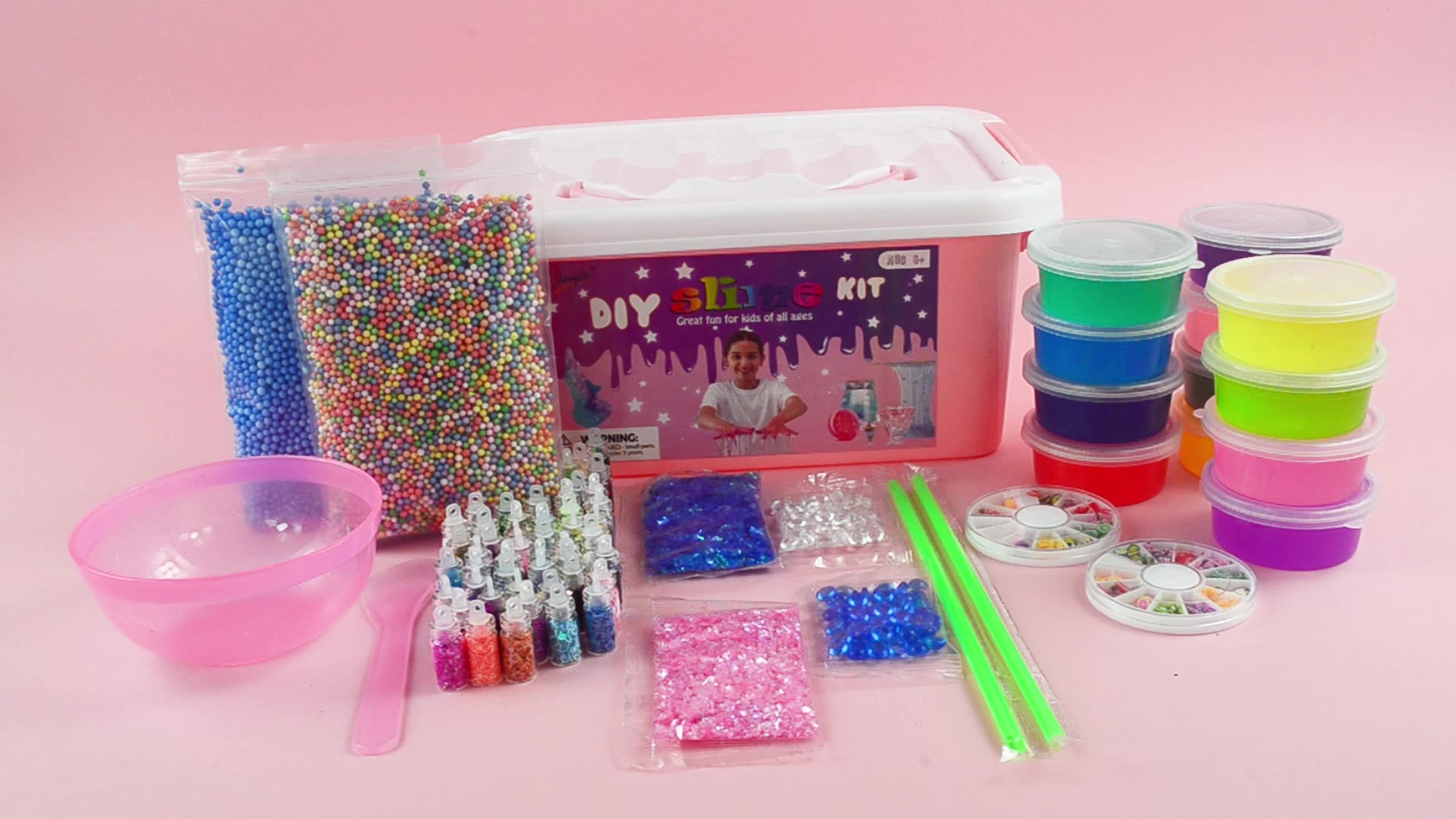 Hot Selling Diy Color Slime Making Funny Educational Toy Glitter Colour Slime Soft Making Set With Slime Foam Beads,1