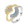 Copper Zircon Sun and Moon Lover's Ring with Diamond1