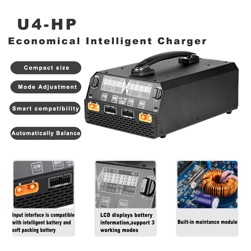 EV-PEAK U4-HP Chargeur Balance Double canal pour Lipo / LIHV 6S-14S Batterie 2500W 25A