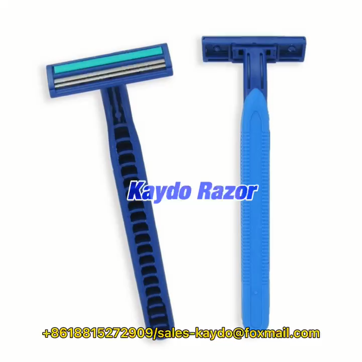 Logotipo do cliente aceitável TPE Rubber Handle Salon Use Home Twin Blade barba Shaver Blades duplas descartáveis ​​Razor1