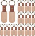 Leather Wood Keychains: Bulk Imitation Leather Strap Unfinished Wooden Oval Engraving Pendant1