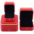 Hanhong Custom Logo Luxus achteckiger Schmuck Verpackungsbox Armband Armband Geschenkbox rot PU Leder Halskette Ring Juwely Box1
