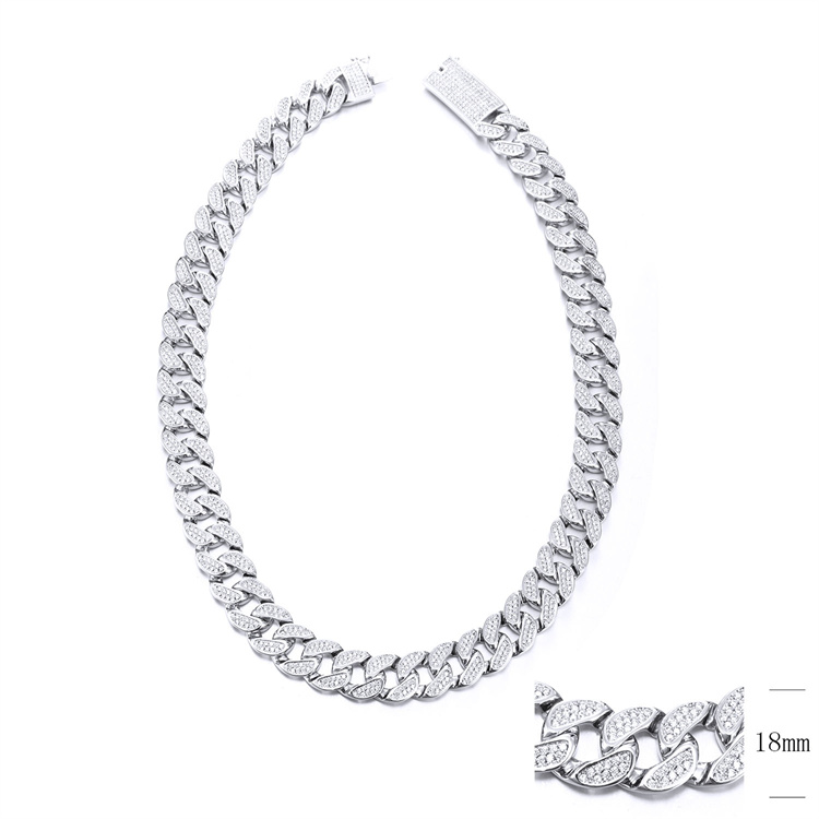 Gelado de 24 &#39;&#39; Miami Miami Colar Colar Hip Hop Lad Moissanite Diamond Bling Prong 925 Silver Chain1 Chain1