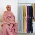 2025 دبی Abaya Fairy Mesh Set Abaya عمده فروشی لباس اسلامی Abaya با شال زنانه لباس مسلمان زنانه دبی1