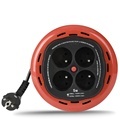 Factory Wholesale Red & Black Children Protection Retractable Cable Reel Extension Socket 4-way Power Strip1