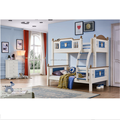 Solid Wood Blue Kids Bunk Beds for Boys with Cartoon Design1
