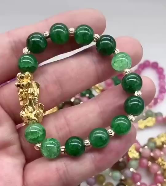 2022 Высококачественные стеклянные нефритовые бусины Gold Brogle Bracelet купить браслет Feng Shui Lucky Charm