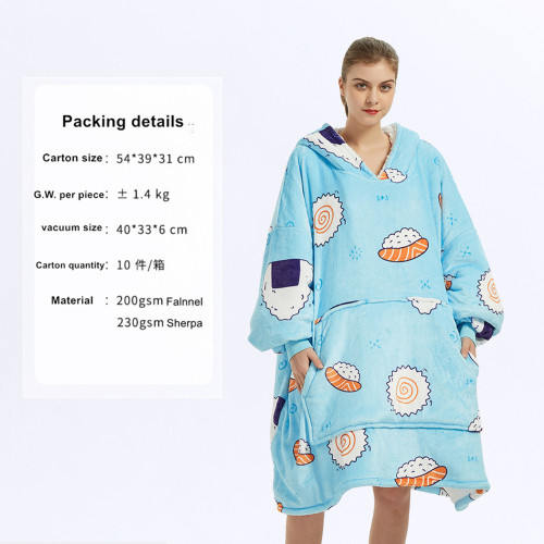 Warm hoodie blanket long sleeve oversize