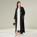 دبی عبای زیبا رنگ مشکی مسلمان سنتی عبایی دست کار باز Abaya Kimono سنتی اسلامی لباس زنانه1