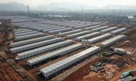 Temporäre Wohnungsbau an der Katastrophenhilfestelle