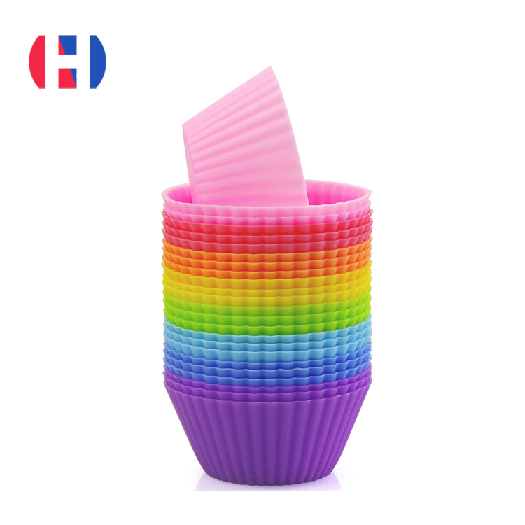 Silicone Cupcake 24 τεμ., Κύπελλα ψησίματος, επαναχρησιμοποιήσιμα μη κολλητικά κύπελλα κύπελλα καλούπια πρότυπα, πολύχρωμο1