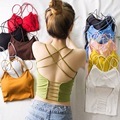 Fashion Cross Beauty Open Back Sport Tube Bra Ribbed Chest Double Padded Push Up Vest1