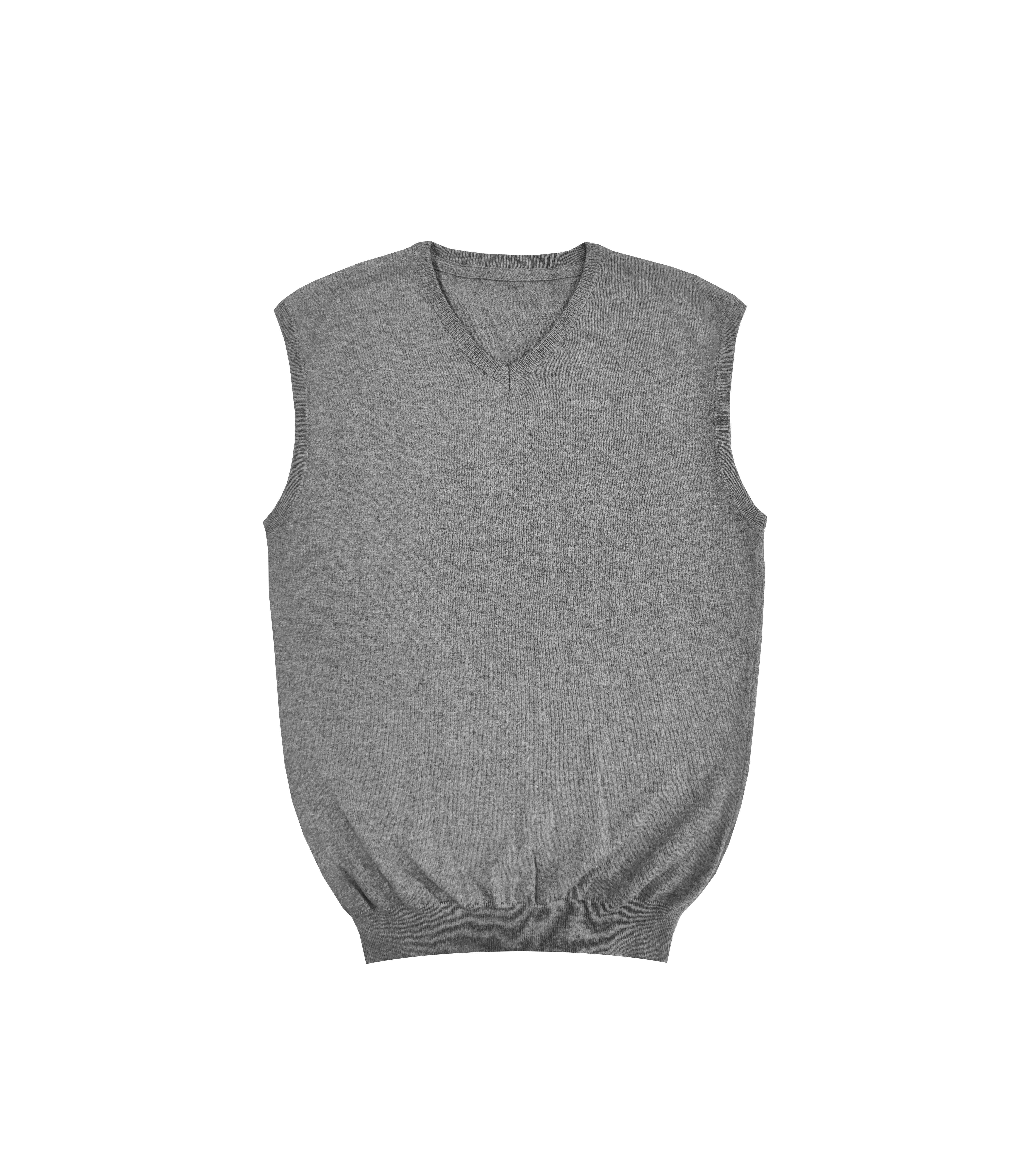 Gilet essentiel tricoté en coton et cachemire à col en V pour hommes