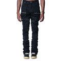 Μαύρο προσαρμοσμένο άνδρες Slim Fit Denim παντελόνια Streetstyle Skinny Stacked Jeans Men1