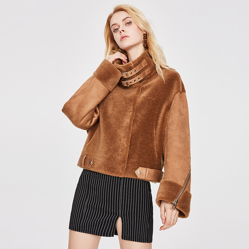 Veste Sherpa épaisse à fermeture éclair pour femme