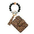 Self Defense Keychain Leather Wallet with Mini Coin Purse and Silicone Bead Wristlet1