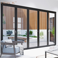 ODICK Exterior Black Accordion Bi Folding Doors Double Tempered Glass Aluminium Folding Bi-fold Doors1