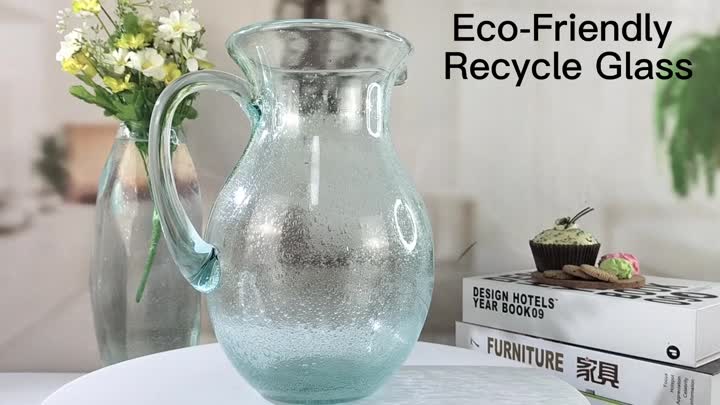Vintage Recyclingglas Milchsaft Wassergriff Krug