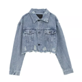 Υψηλής ποιότητας προσαρμοσμένη δυσχερή rhinestone jean denim jacket logo γυναικεία σακάκια1