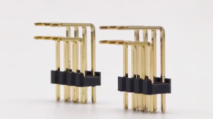 2.54mm Pitch Pin header Connector  Dual Row Right Angle SQ0.64mm H2.5mm 2*4P
