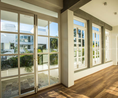 interior aluminium framed sliding door on a guided track