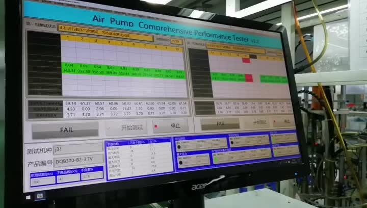 Vídeo de teste de desempenho da bomba de ar