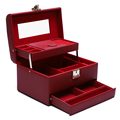 Hanhong Factory Custom Pu PU Dreischicht tragbare Reiseblächen-Schmuckkoffer tragbarer Mädchen Velvet Musik Schmuck Aufbewahrungsbox1