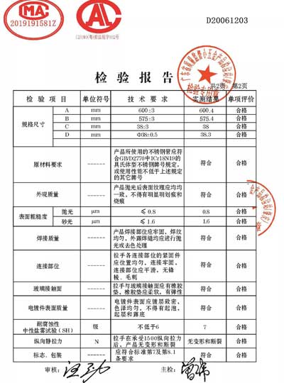 Stainless steel handle inspection