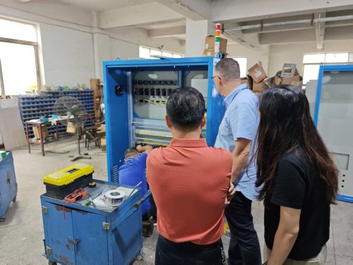 フランスのクライアントが現場で機械検査のため紅利工場を訪問