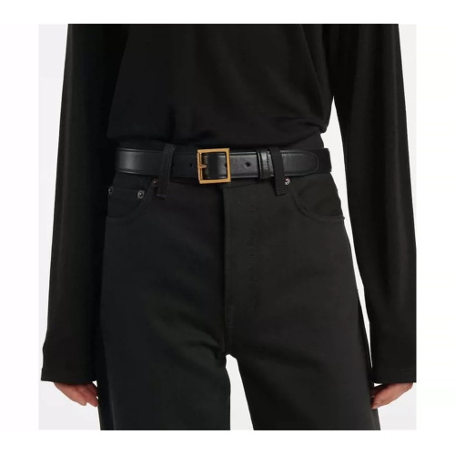 Gold Silver Square Buckle Classic Black Leather Be