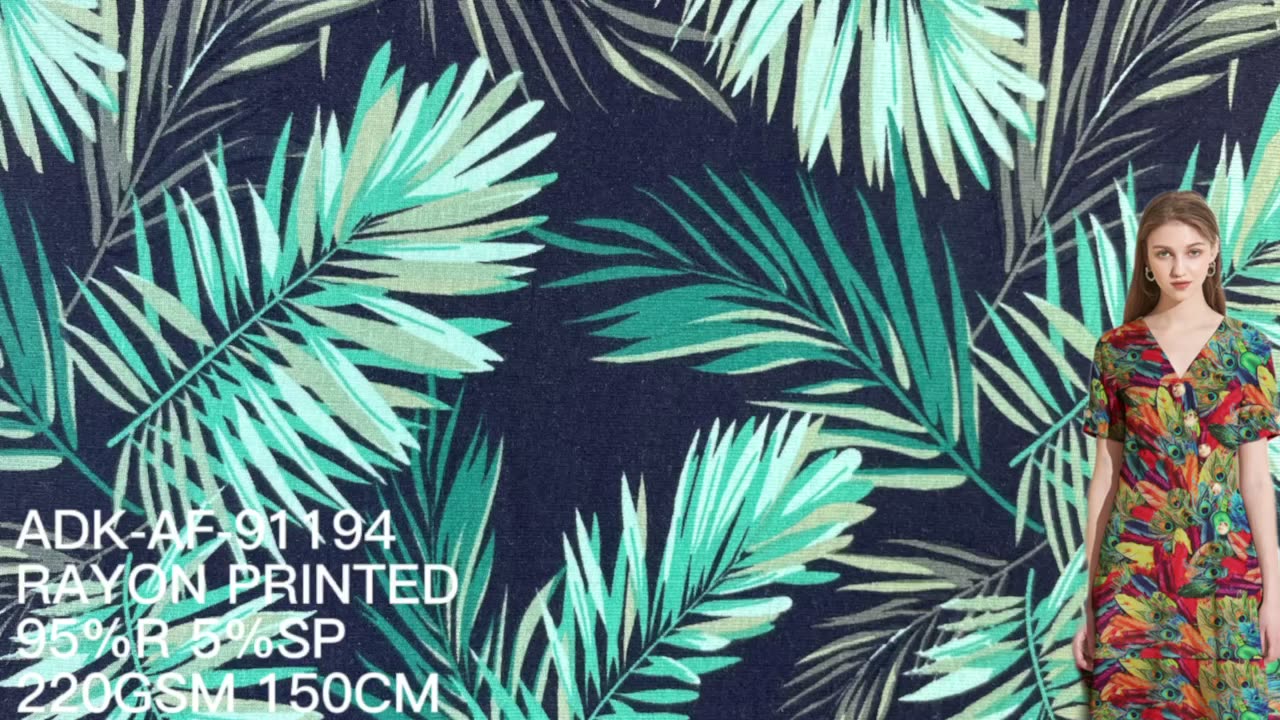 2021 Digital Print Floral Pattern Cartoon Digital Print Printed Viscose مع نسيج رايون Spandex للفساتين الآن Trending1