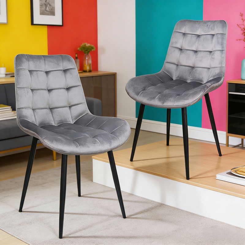 Cadeira de jantar elegante tufada de veludo CHA2601 para decoração de casa moderna