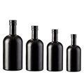 Unique Design 200ml 375ml 500ml 750ml 1000ml Frosted Black Olive Oil Glass Bottles with Corked1