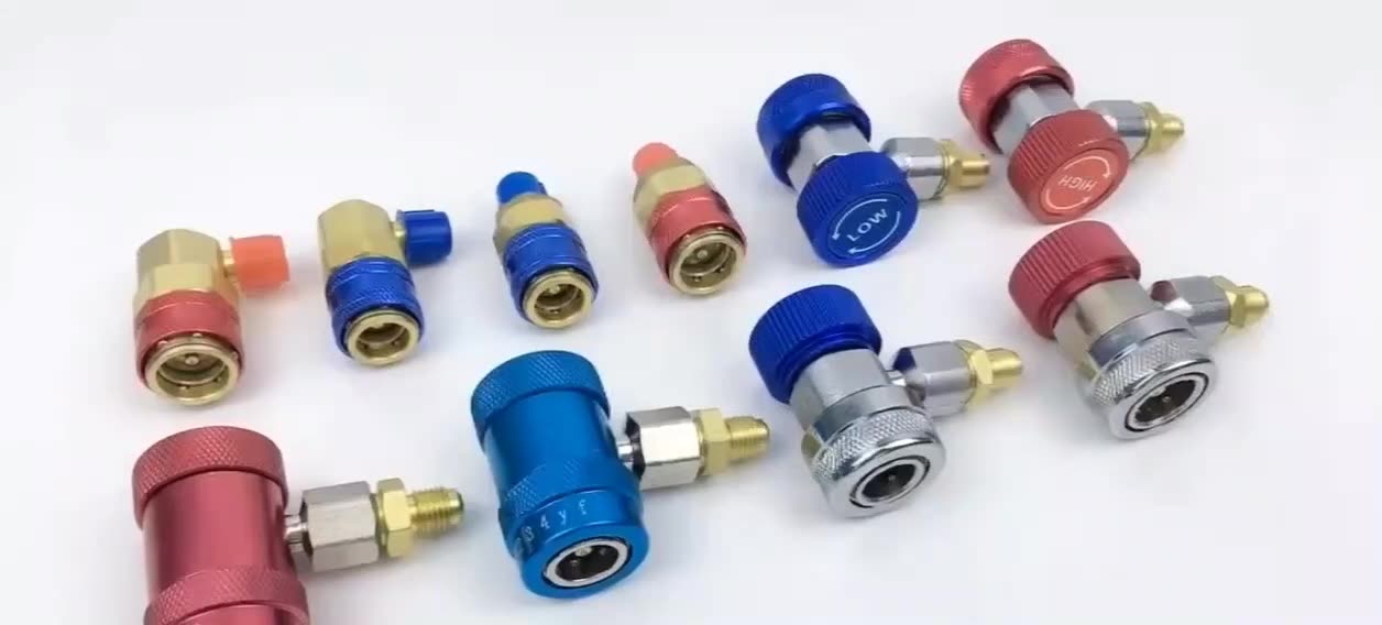 QC-ML QC-MH Quick Change Adapters Car Manifold Charging air conditioner Refrigerant R134a brass Quick Coupler1