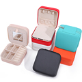 Benutzerdefinierte Logo -Reise tragbarer quadratischer Speicher Schmuck Zipper Box Velvet Jewelry Storage Box mit Mirror1
