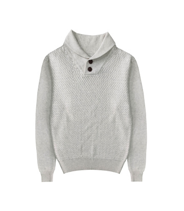Men's Transferring Stitch Shawl Collar Button Pullover