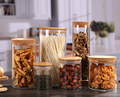 Wholesale Transparent Sealed 550ml/600ml/650ml/950ml Glass Candy Jar Potato Storage Jar With Bamboo Lid1