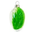 Customizable 5x8cm Transparent Glass Easter Ornaments with Intricate Feather Design in Green, Pink, and White Patterns1