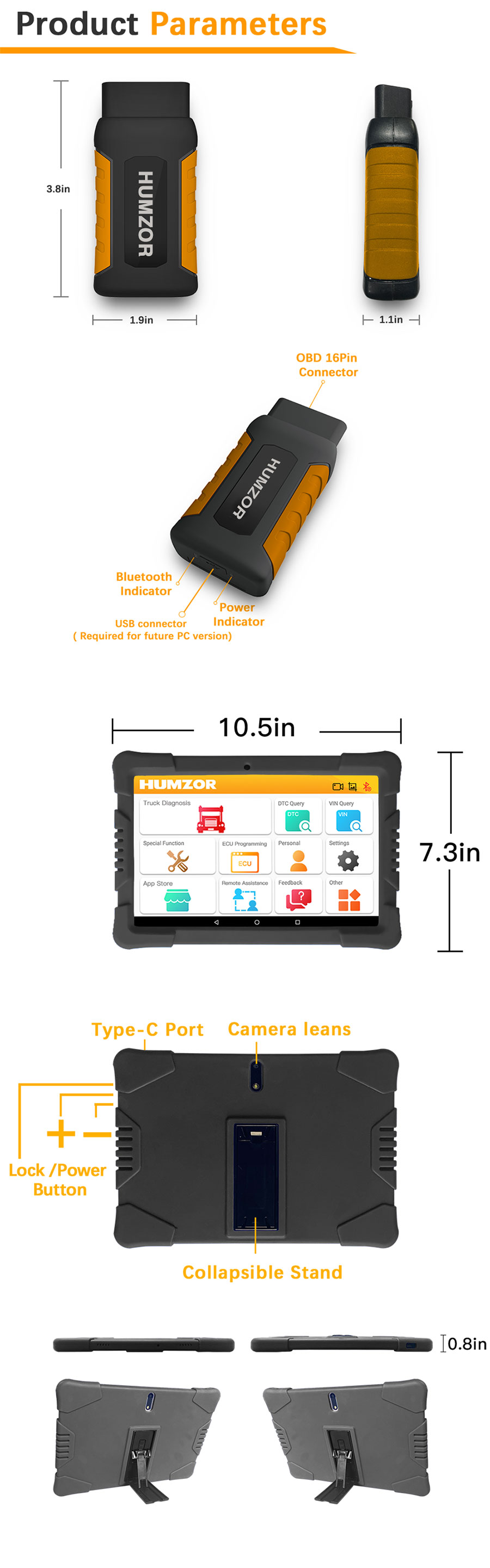 Humzor NexzDAS ND506 Plus Full Version 10 Inch Tablet