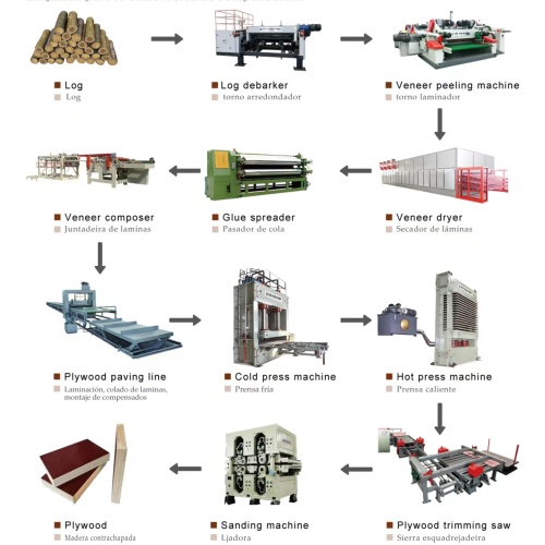 El proceso de producción de la madera contrachapada