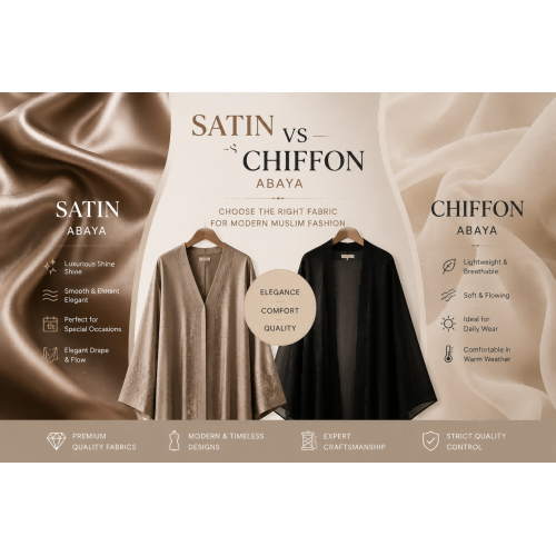 Satin Abaya vs Chiffon Abaya: کدام پارچه برای مد مدرن مسلمان بهتر است؟