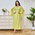 لباس مجلسی زنانه عربی شیک با یقه V یقه بلند لباس مجلسی مجلسی مسلمانان دبی گلدوزی عید نو عبا1