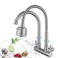 Single Cold Kitchen Water Tap 304 Stainless Steel Double Outlet 360 Rotating Faucet with Dual Handles1