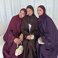 UNI New Abaya Designs 2025 Nida RhinestoneDubai Abaya لباس اسلیمی زنانه ژاکت کش باف پشمی زنانه زنانه عبایی معمولی لباس مسلمان1
