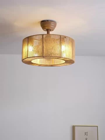 Southeast Asian Vintage Rattan Woven LED Ceiling Fan for Bedroom Decor1