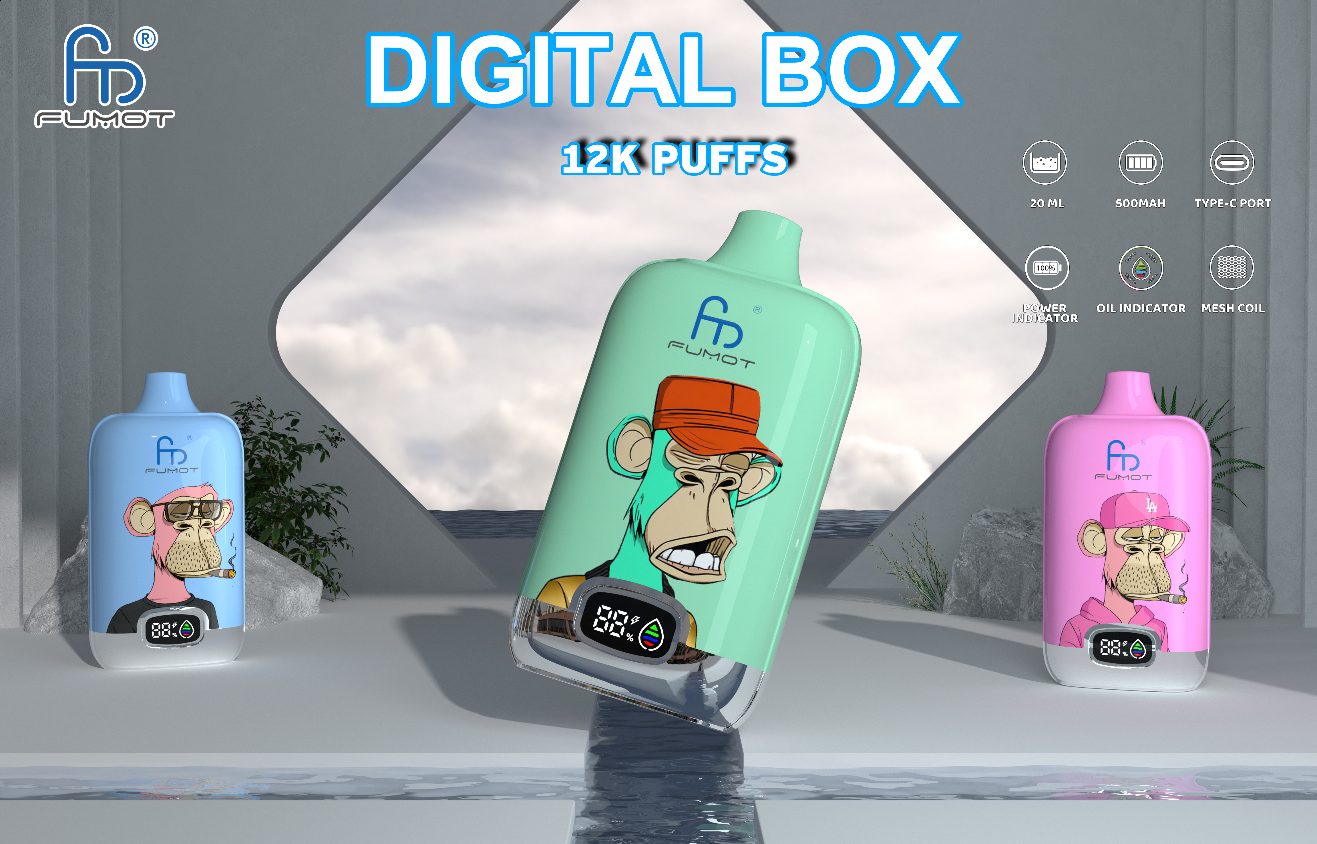 Fumot Digital Box 12k Puffs Einwegvape