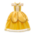 Belle Princess Dress Halloween Girls Costume Yellow Party Dress Beauty and Beast Clothing Children Costume1