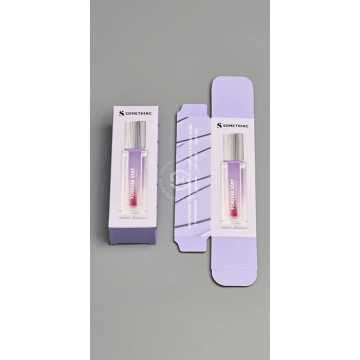 Caixa de embalagem de papel roxo claro minimalista oferece exibição premium para brilho labial líquido